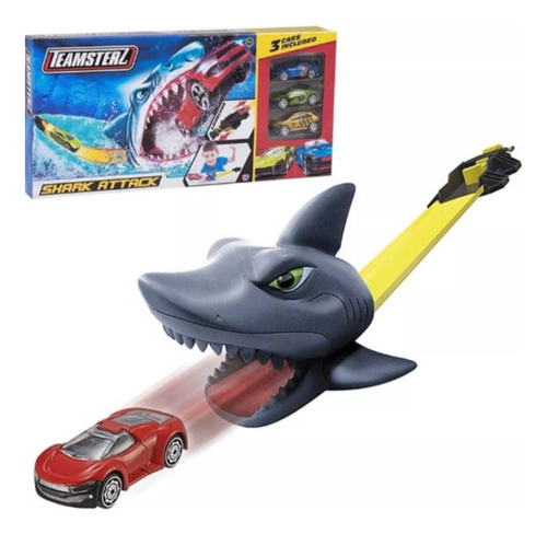 Teamsterz Shark Attack Tiburón Pista 3 Autos Collectoys 