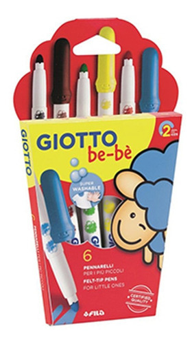 Marcadores Giotto Para Bebe X 6 Colores No Toxicos Lavables