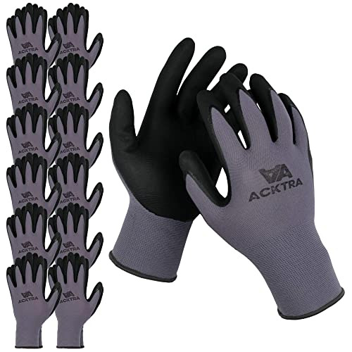 Acktra Wg019 Guantes De Trabajo De Seguridad 12 Pares, 15g C