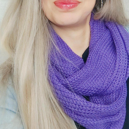 Cachecol Feminino Tendencia Echarpe Inverno Proteção Frio Cor Roxo Desenho Do Tecido Tricot Tamanho Único