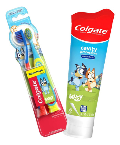 Pasta Dental Bluey Y 2 Cepillos De Dientes P/ Niños 2+ *sk