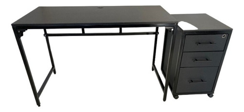 Escritorio Con Archivero Fibra De Carbono Negro