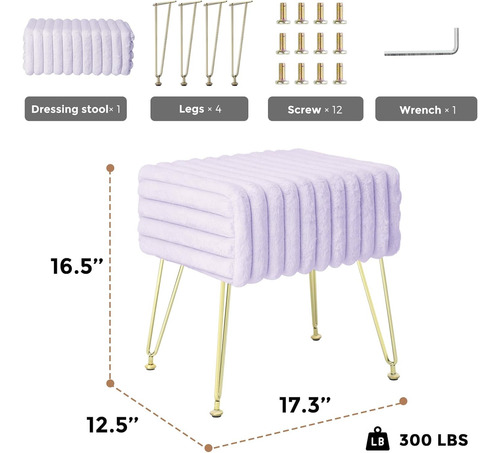 Taburete Otomano, Reposapiés, Taburete De Maquillaje Con Est