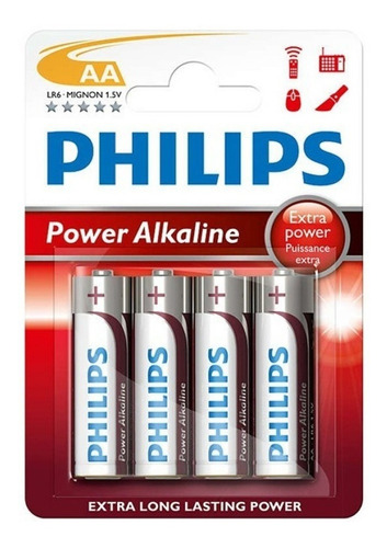 Pila Alcalina Philips Power Life 1.5v Aa Blister X4 Pilas