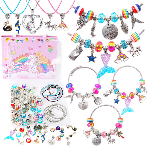 Kit De Fabricacion De Pulseras Con Dijes Para Ninas, Suminis