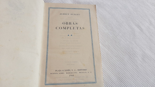 Aldous Huxley Obras Completas 2 Tomos Plaza Y Janes