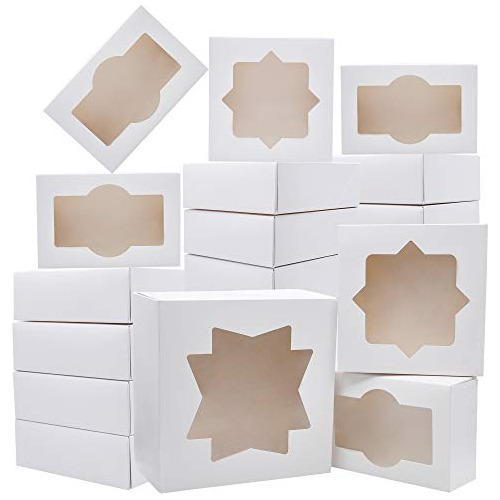 20 Pcs 3 Sizes Cardboard Bakery Cookie Boxes Set With W...