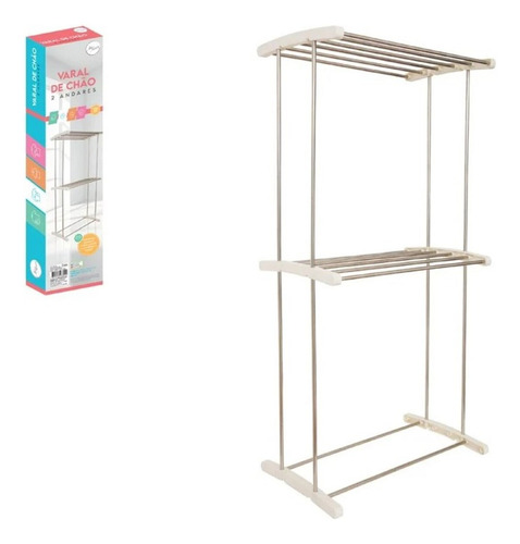 Varal De Roupas De Chão 2 Andares 120cm Cor Branco