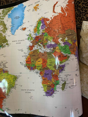 plastificado 197 x 116,5 cm diseño Clásico Mapa del mundo 