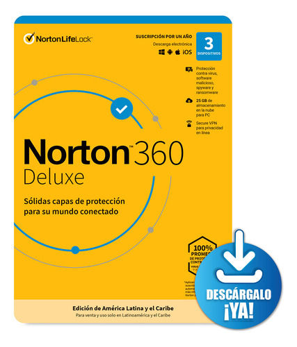 Antivirus Norton 360 Deluxe Licencia 1 Año - 3 Dispositivos