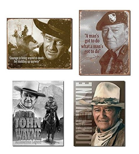 Señales - Bundle: Retro Tin John Wayne Sign Set - John Wayne