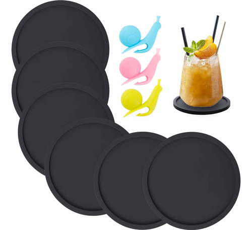 Posavasos De Silicona, Posavasos Para Bebidas, Juego De 6 Po