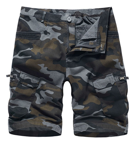 Pantalones Cortos Cargo Para Hombre Camo Casual Five Poi [u]