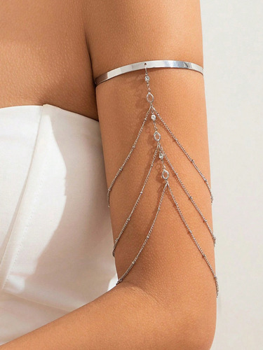 Brazalete Ajustable Con Cadena Plateado 9 Cm 9 Cm
