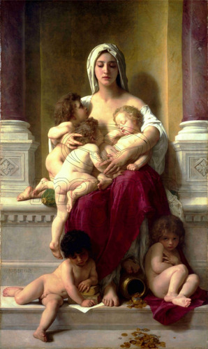 Lienzo Tela Canvas Arte Caridad William Bouguereau 1878