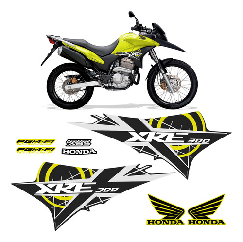 Kit Adesivos Para Honda Xre 300 2012 Moto Verde - Genérico