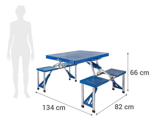 Mesa Plegable Azul Con Asientos Tipo Maleta