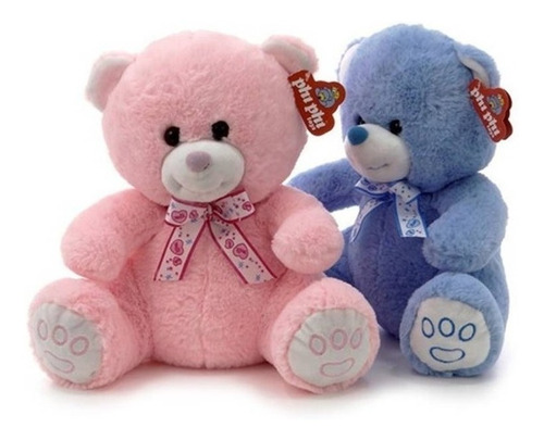 Peluche X1 Oso Rosa / Celeste 30 Cm Charko 9523