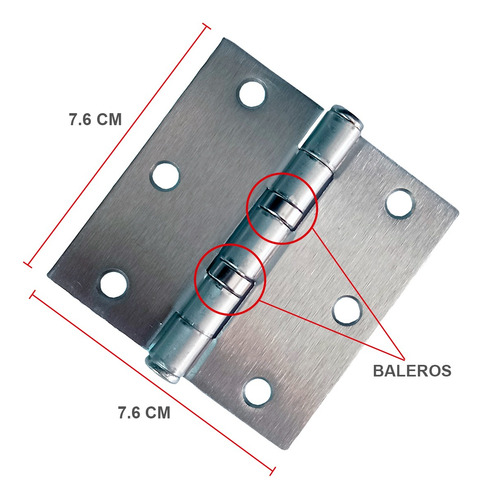 Bisagra Libro Acero 3x3 Con Balero 10 Pz Reforzada