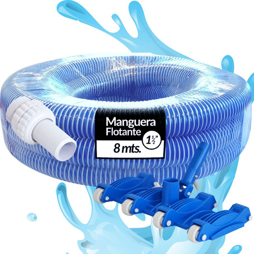 Imagen 1 de 10 de Kit Limpieza Vulcano: Barrefondo + Manguera 8 Mt. + Acople
