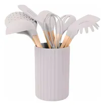 Comprar Set 12 Piezas Utensilios Cocina Carol Silicona Mango Madera