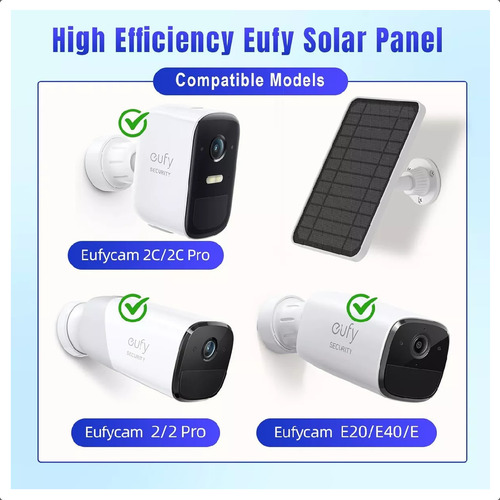 Panel Solar Para Camara Segurida Eufycam 2c Pro 2 E20 E40 4w