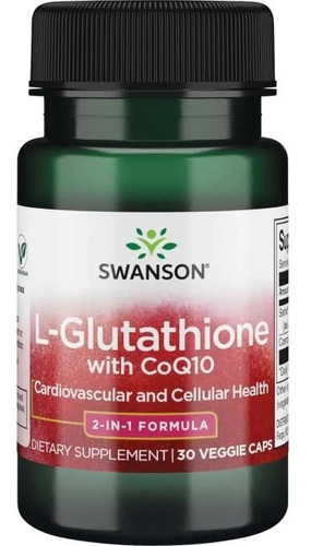 L-glutation Con Coq10 Formula 2 En 1 - 30 Cápsulas Veg