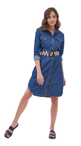 Vestido Camisero Jean Mujer Alegra Denim - V3500 Prussia