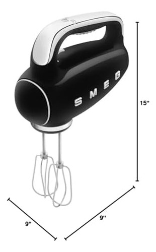 Smeg Black 50s Retro Electric Hand Mixer Con Un Juego De Bat