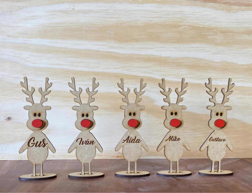 Decoración Mesa Navidad Renos Personalizados 6 Piezas