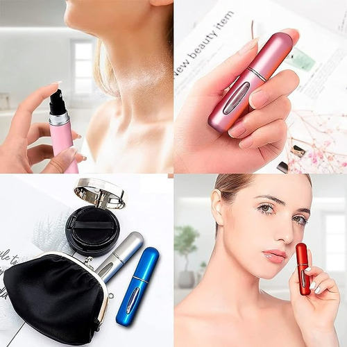 2 Mini Atomizador Para Perfume Recargable Capsula Viaje Rojo