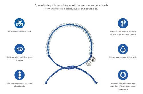 Pulsera Trenzada Hecha A Mano 4ocean De Plástico Reciclado C