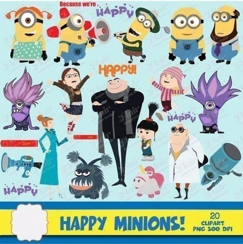 Kit Imprimible  Minions 03 - 20  Clipart 14 Fondos Ver Promo