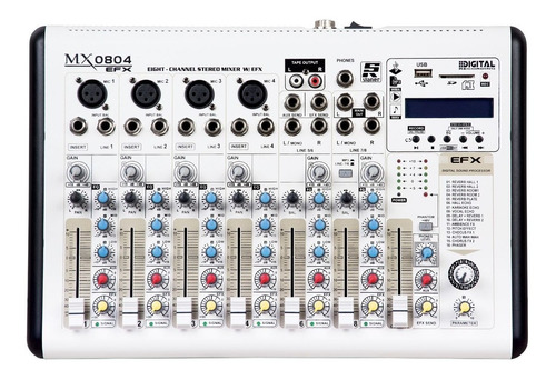 Mesa De Som Mixer 804 Efx Staner Com Efeito Reverb Usb Novo