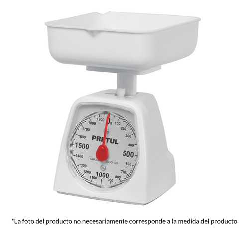 Imagen 1 de 2 de Báscula De Cocina Analógica Pretul Bas-5cp Pesa Hasta 5kg Blanca