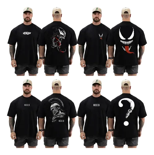 Kit 4 Camisetas Oversized Venom Camisas Para Treino Street | Frete