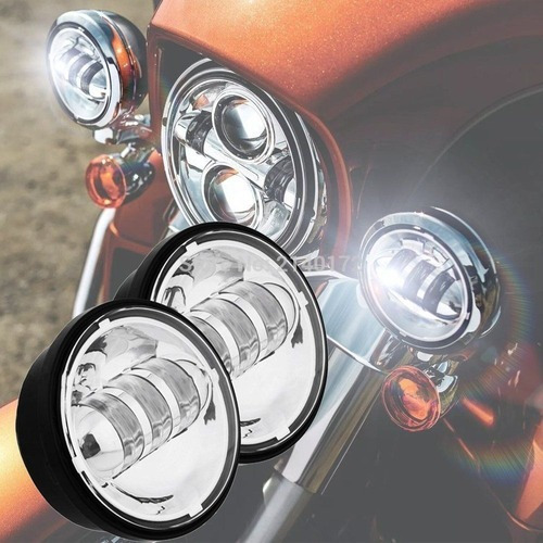 Juego Faros Led Auxialiares Moto Harley Davidson 4.5 Cromo