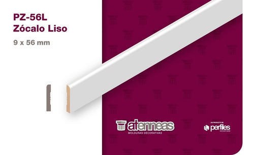 Zocalo Prepintado Blanco Mdf 9 X 56 X 2750 Mm Liso Val X Ml