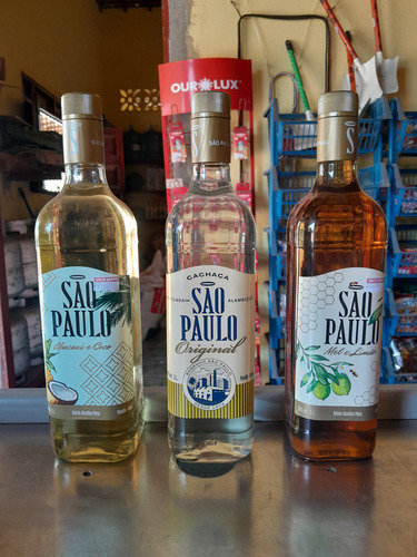 Cachaça São Paulo 3x1 Abacaxi E Coco, Original E Mel E Limão