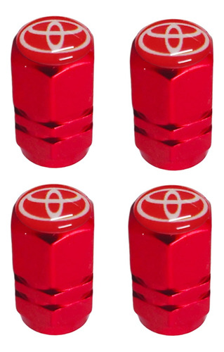 4 Tapones De Válvula Toyota Para Llantas Aluminio Rojo
