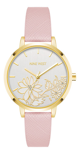 Nine West Reloj Correa Mujer, Nw/2884, Rosa Claro / Dorado,