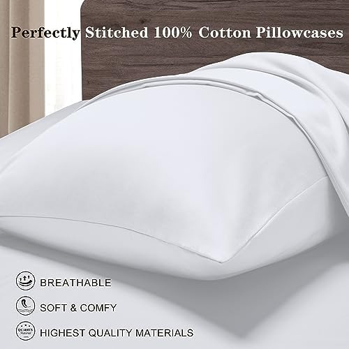 Fundas De Almohada De Algodón Tamaño Queen Juego De 2, 800 H