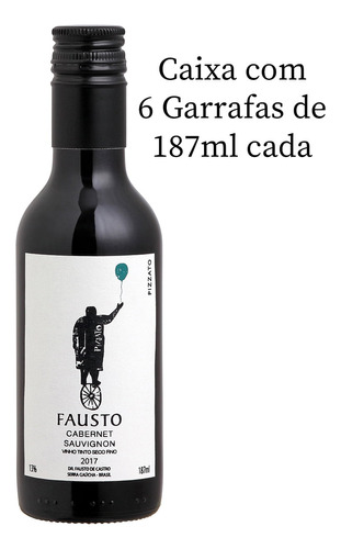 Vinho Fausto Cabernet Sauvignon Tinto Seco 187ml C/6