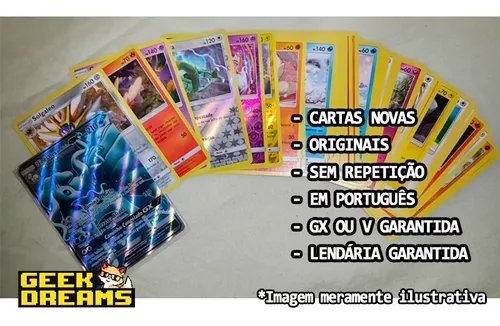 Kit Carta Pokémon Lendários Rayquaza Groudon Kyogre com Lote 50 Cartinhas  Originais