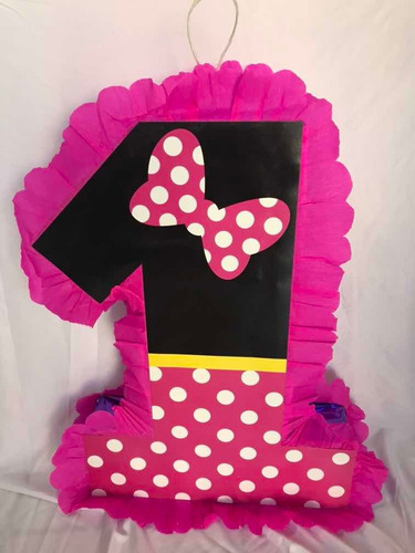 Piñata Numero # 1 Minnie Mouse Silueta Imagen Fiesta Decora