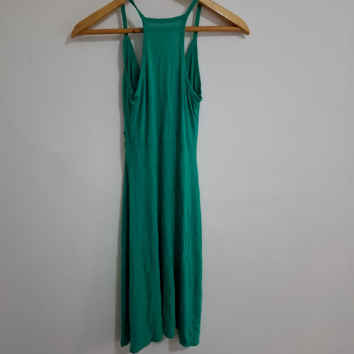 Vestido Tipo Griego Escote Cruzado Modal Verde Talle M (Usado)