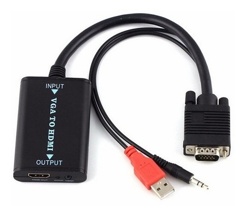 Vga Macho Para Hdmi Fêmea Adaptador Conversor Com 3.5mm