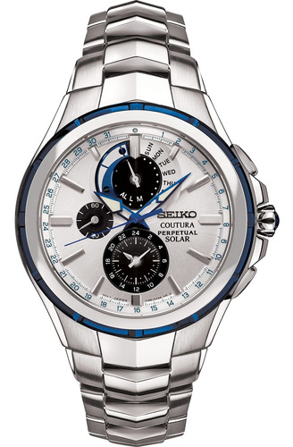 Reloj Hombre Seiko Ssc787 Cuarzo Solar Pulso Plateado En