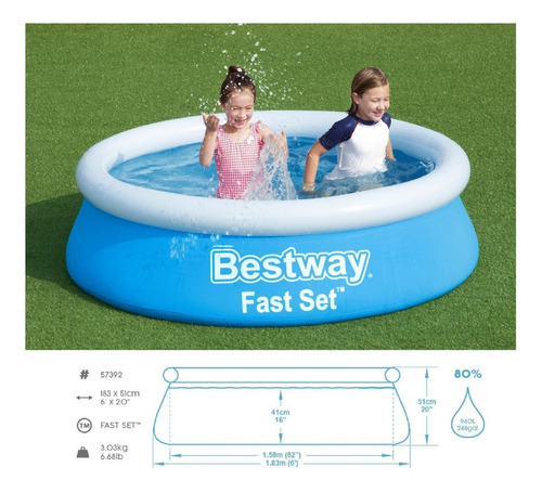 Imagen 2 de 7 de Pileta Inflable Infantil Redonda Bestway 183x51cm 940l