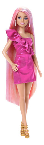 Muñeca Barbie Con Cabello Rosa Extra Largo